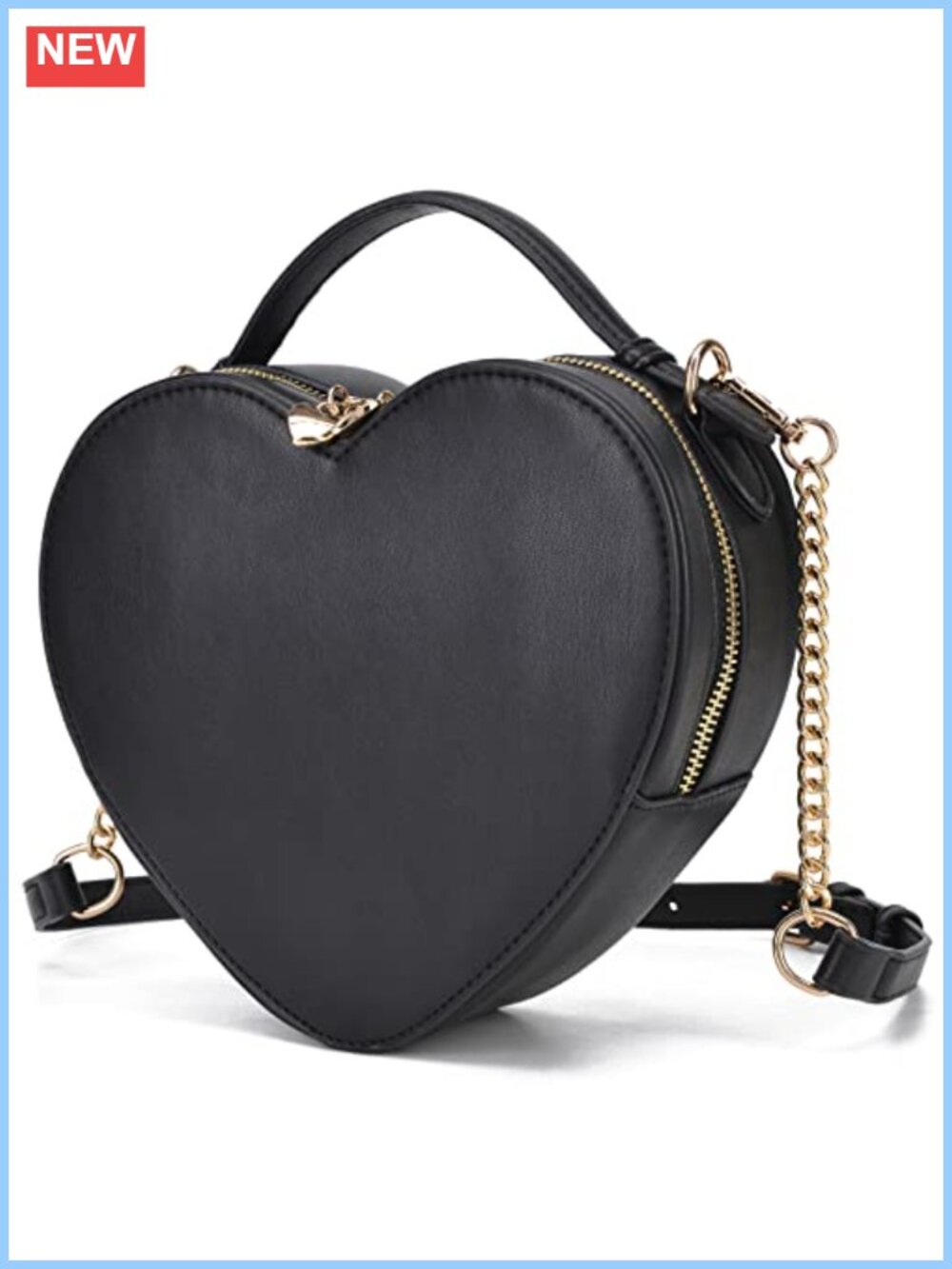 Heart Shape Crossbody Purse PU Leather Zip-Around Shoulder Bag for Women Teens